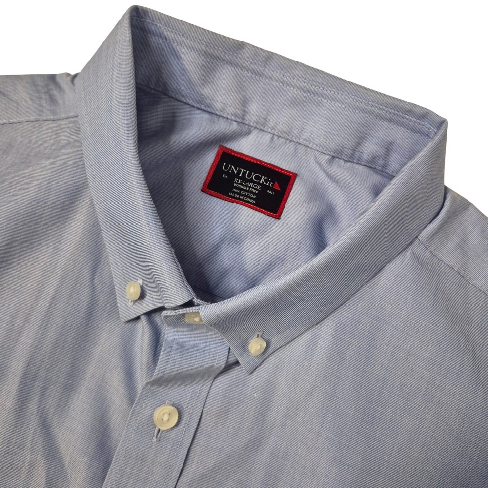 UNTUCKit Hillstowe Shirt Mens‎ XXL Blue Short Sleeve Wrinkle Free Cotton Classic